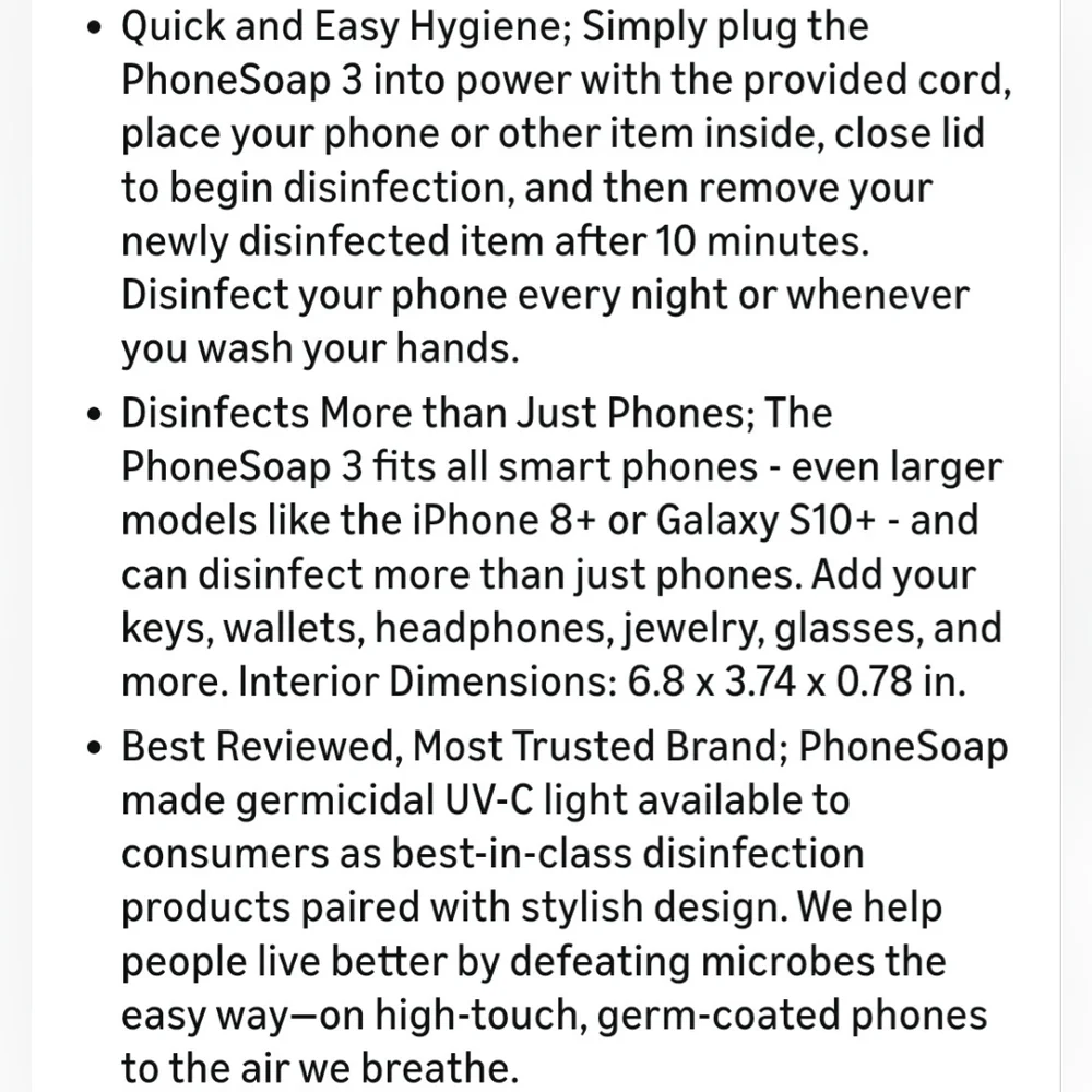 PhoneSoap 3 UV Phone Sanitizer and Charger Silver